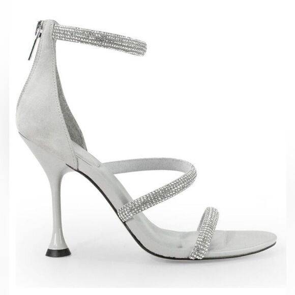 NWT MARC FISHER CARITA STRAPPY SANDAL SILVER RHINESTONE SPARKLY HEEL SIZE 9 - Picture 7 of 7